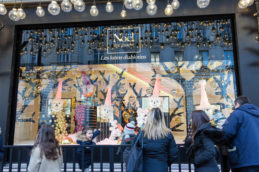 49069377 - paris, france-november 28, 2015 : the christmas showcase in department store le bon marche located 38 rue de sevres in paris, france.this store was founded in 1852.